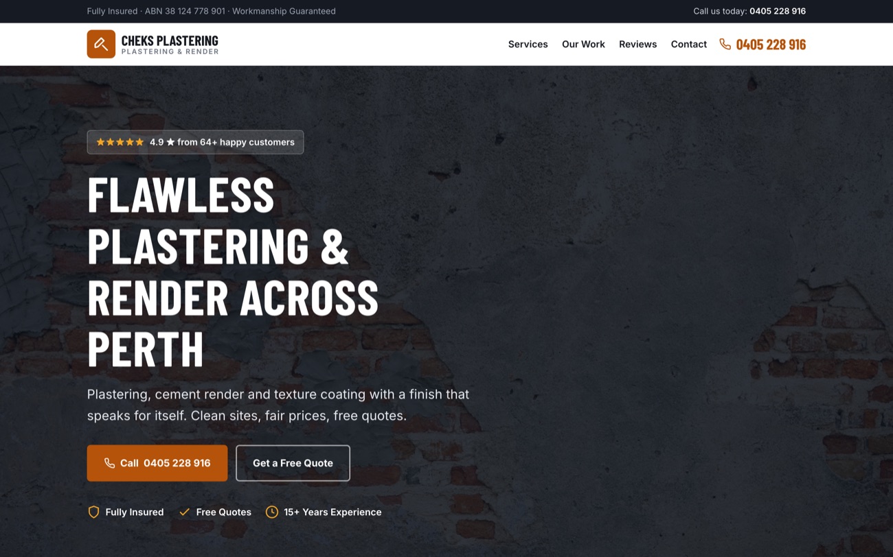 Plastering business website