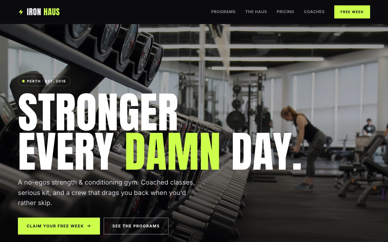 Strength & conditioning gym website
